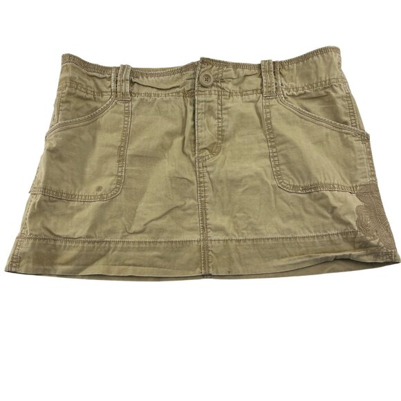 American Eagle Outfitters Khaki Mini Skirt Womens Size 14‎ Cotton Blend Y2K - Picture 1 of 5